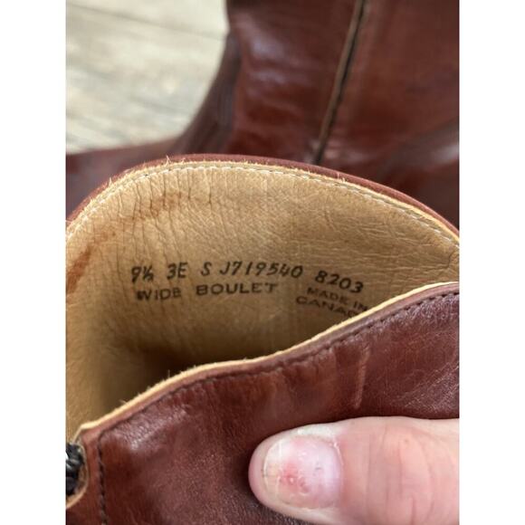 Boulet Men’s Brown Leather Round Toe Side Zip Western Boots Size 9.5 wide - Picture 3 of 8